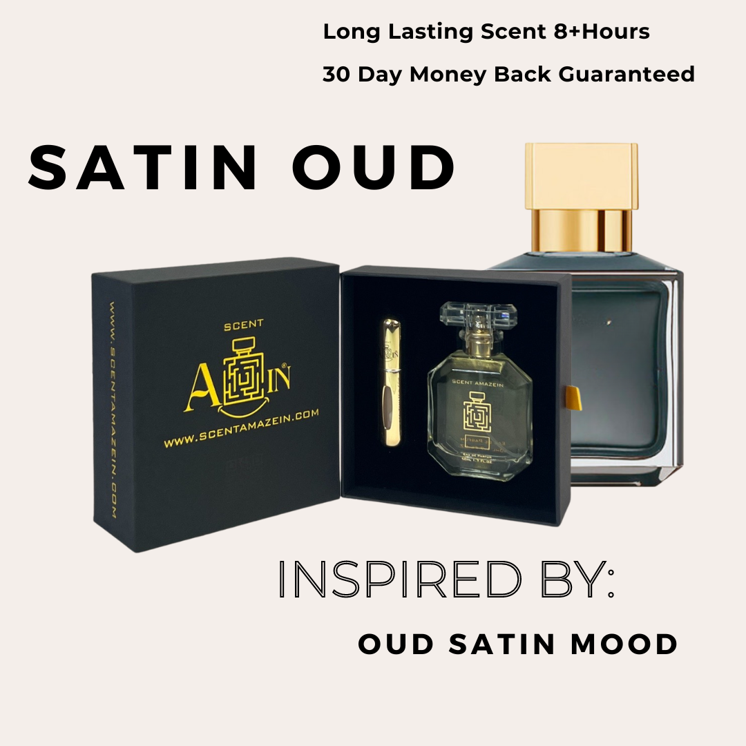 Satin Oud Perfume Bottle - Woody Ambery Fragrance, Oud Satin Mood Inspired, Rose and Vanilla Notes