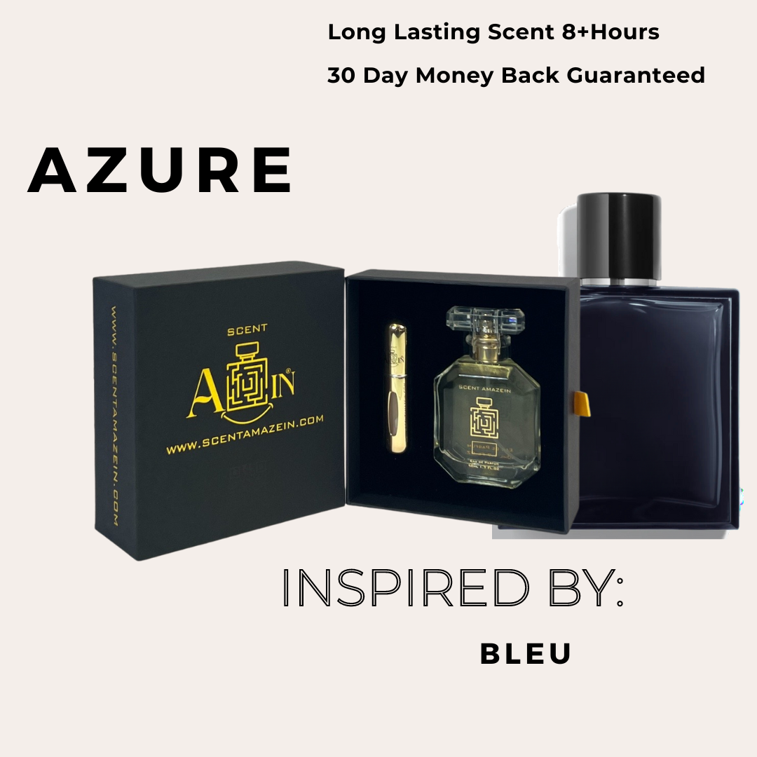 Azure Fragrance Bottle - Inspired by Bleu de Chanel, Men's Woody Aromatic, Refreshing Citrus Notes
